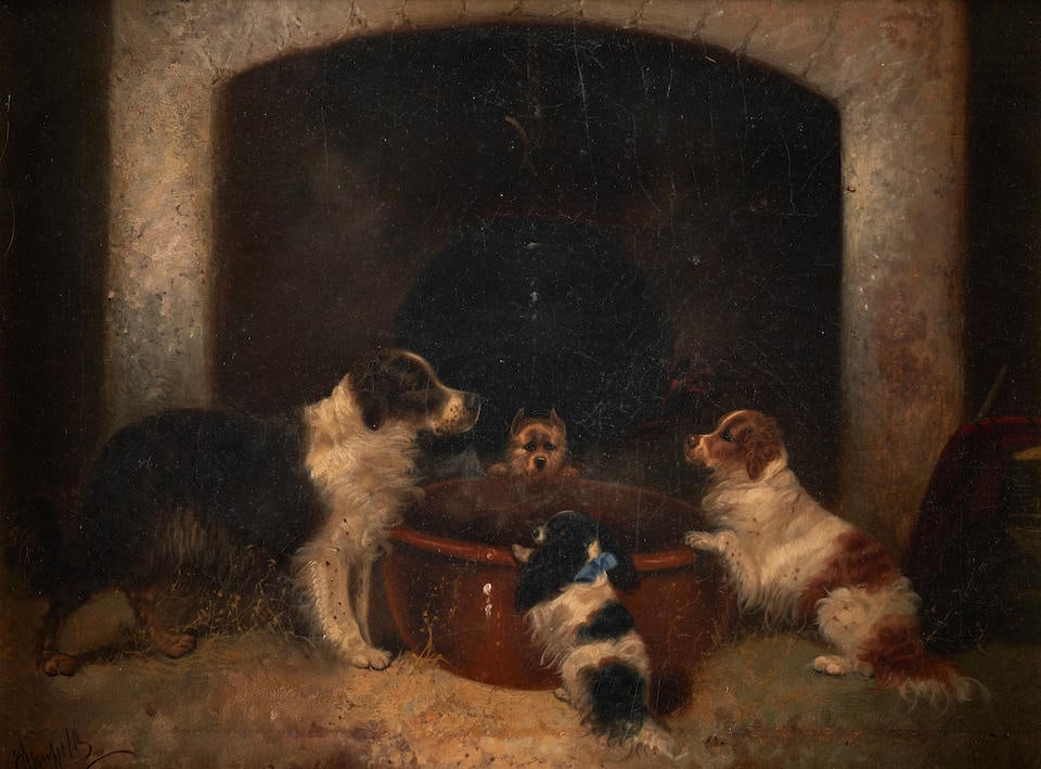 EDWARD GEORGE ARMFIELD (British, 1817-1896) What's for Supper? (framed 67.0 x 82.0 x 12.0 cm (26... (1 of 4)