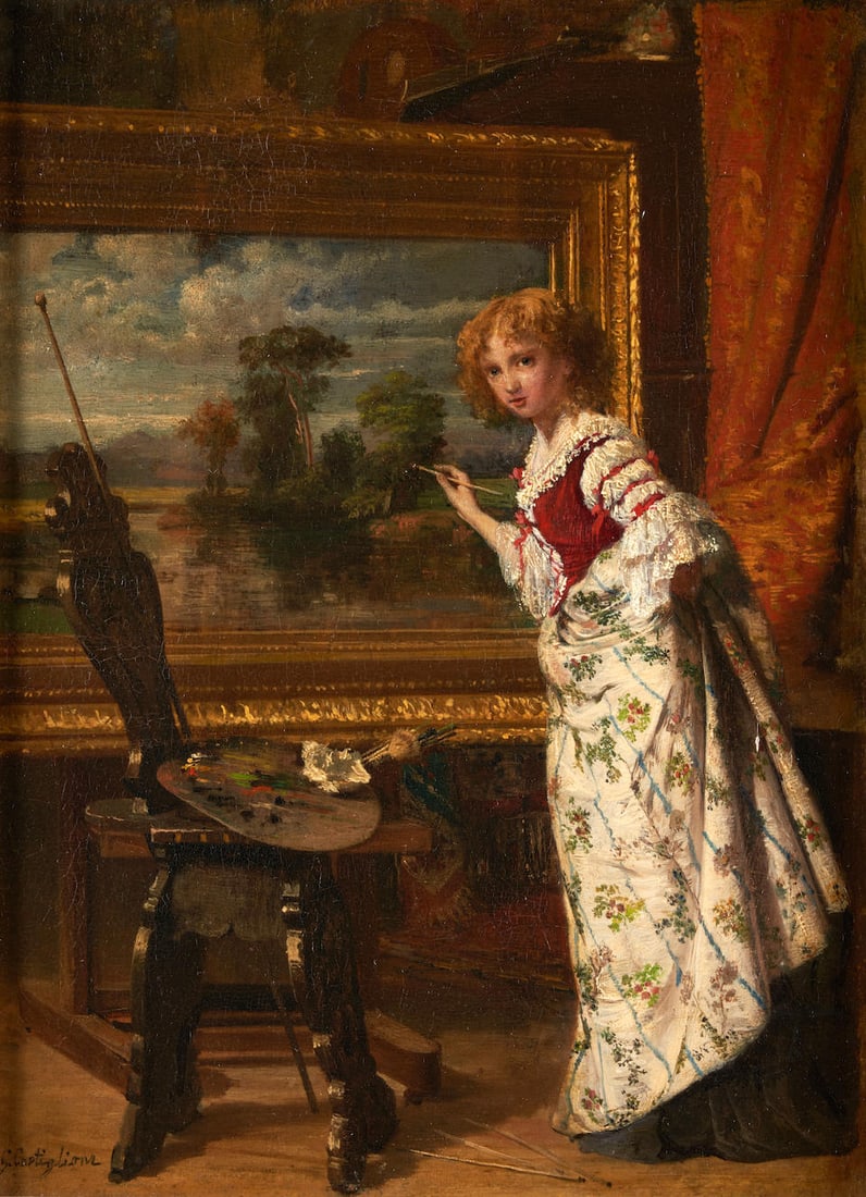 GUISEPPE CASTIGLIONE (Italian, 1829-1908) The Artist (framed 47.0 x 39.0 x 5.0 cm (18 1/2 x 15 5... (1 of 4)