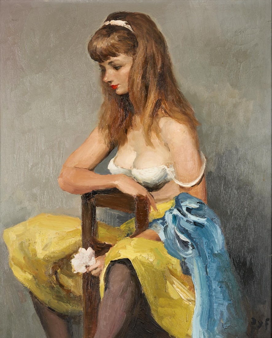MARCEL DYF (French, 1899-1985) Jacqueline à la rose, 1960 (framed 95.0 x 82.0 x 7.0 cm (37 ... (1 of 6)
