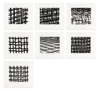 Cornelia Parker (British, born 1956) Worry Lines The complete set of seven etchings, 2008, on wo...: Cornelia Parker (British, born 1956) Worry Lines The complete set of seven etchings, 2008, on wove paper, each signed and numbered 20/20 in pencil, printed by Paupers Press, published by the Alan Cris