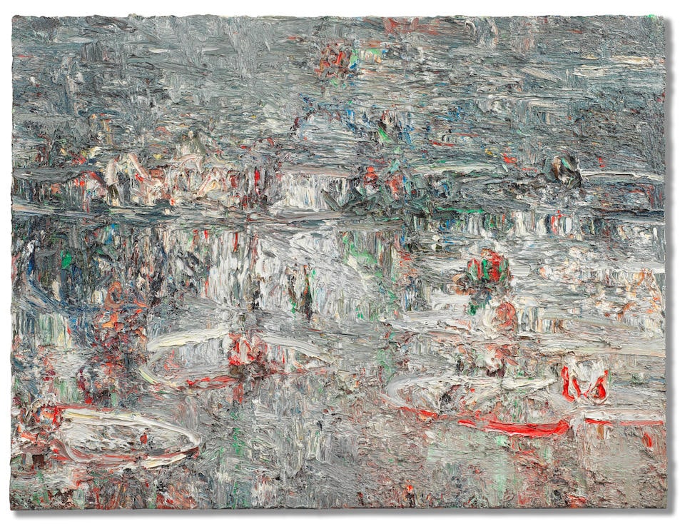 RALPH FLECK (B. 1951) Teichstück 6/IV (Giverny) 1989: RALPH FLECK (B. 1951) Teichstück 6/IV (Giverny) 1989 signed twice, titled and dated 89 on the reverse oil on canvas 90.5 by 120 cm. 35 5/8 by 47 1/4 in. Footnotes: Provenance Purdy Hicks Gallery,