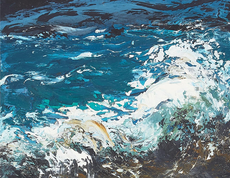 Maggi Hambling (British, born 1945) Summer waves 4 1/2 x 5 1/4in (10.8 x 13.3cm): Maggi Hambling (British, born 1945) Summer waves signed and dated 'HAMBLING / '06' (on the verso) oil on board 4 1/2 x 5 1/4in (10.8 x 13.3cm) For further information on this lot please visit Bonhams.