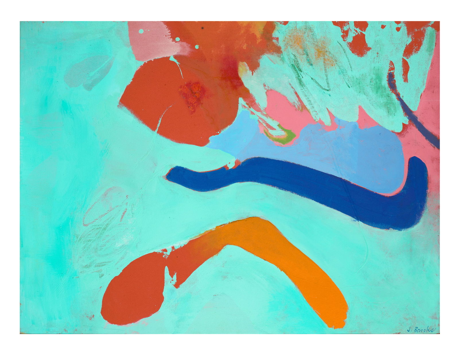 JAMES BROOKS (1906-1992) Quonne 1971: JAMES BROOKS (1906-1992) Quonne 1971 signed; signed, titled and dated 1971 on the reverse acrylic on canvas 35 3/4 by 48 in. 90.8 by 121.8 cm. Footnotes: Provenance Martha Ja