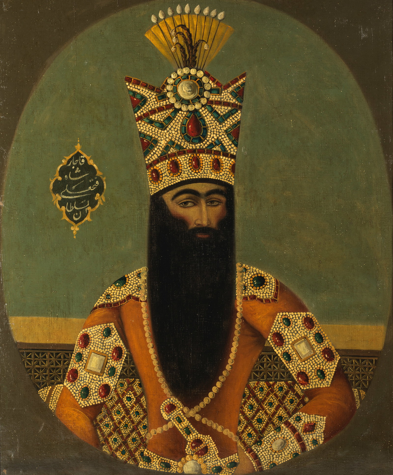 Fath Ali Shah Qajar (reg. 1797-1834) seated at a balcony window Qajar Persia, late 19th Century (1 of 1)