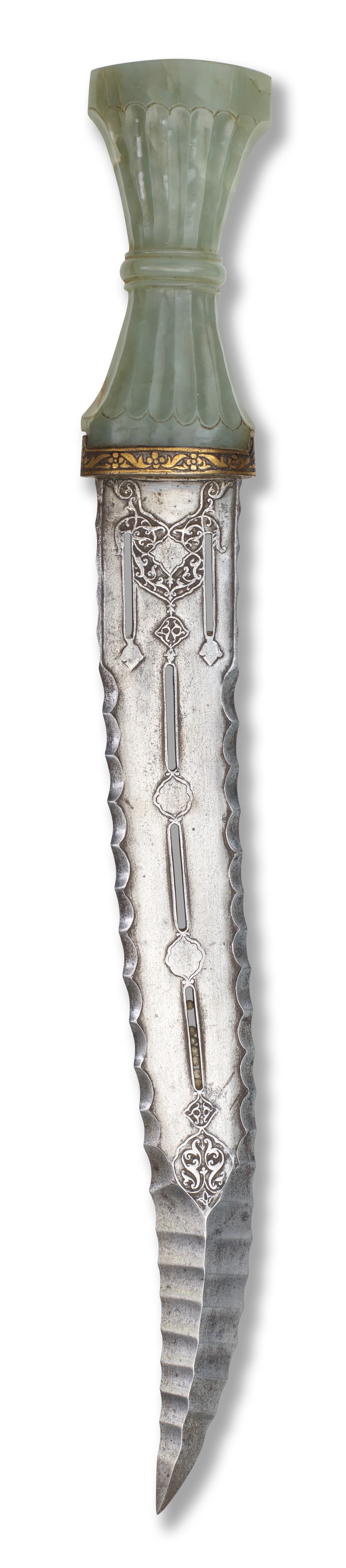 A fine Mughal jade-hilted watered-steel dagger (khanjar) North India, 17th Century (1 of 1)