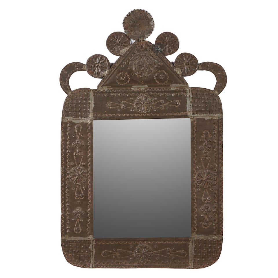 PUNCHED TIN FRAMED MIRROR (1 of 1)