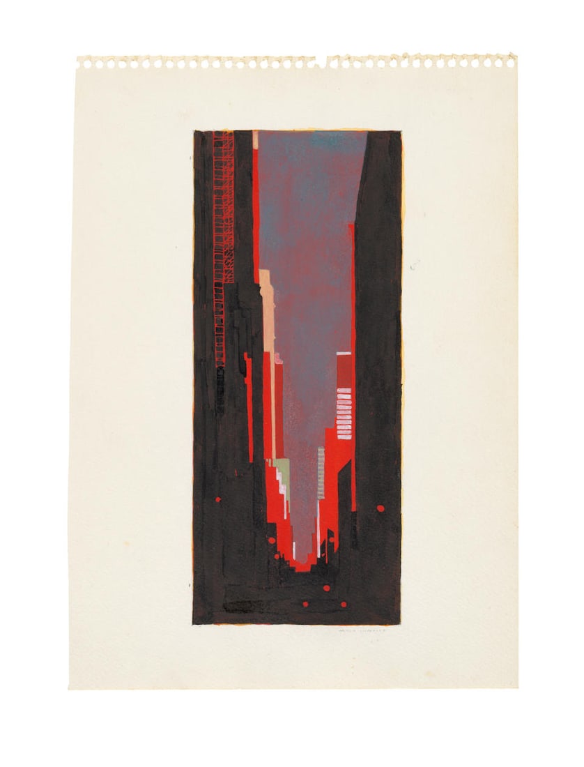 MARK INNERST (B. 1957) Third Avenue 1987: MARK INNERST (B. 1957) Third Avenue 1987 signed; signed and dated 1987 on the reverse acrylic and gouache on paper 10 1/2 by 9 in. 26.7 by 22.9 cm. Footnotes: Provenance Galerie Montenay, Paris Curt M