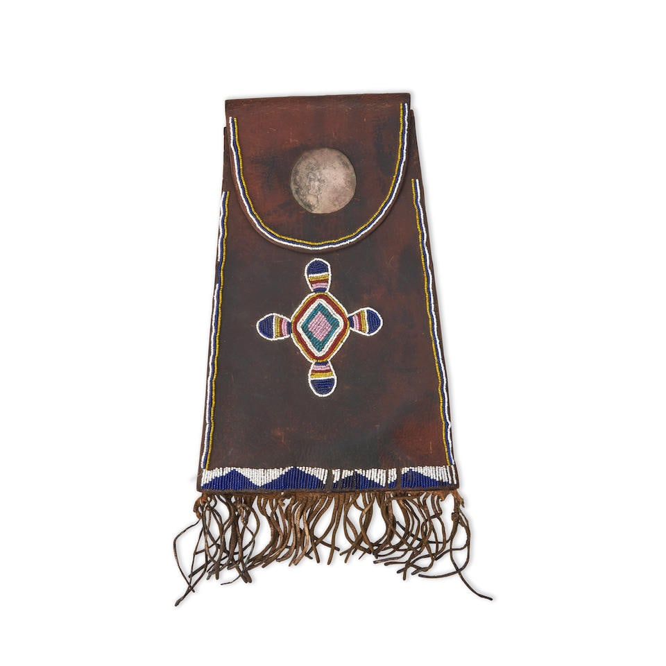 A Kiowa commercial leather dispatch case  overall lg. 16, bag lg. (excluding fringe) 13 in. (1 of 3)