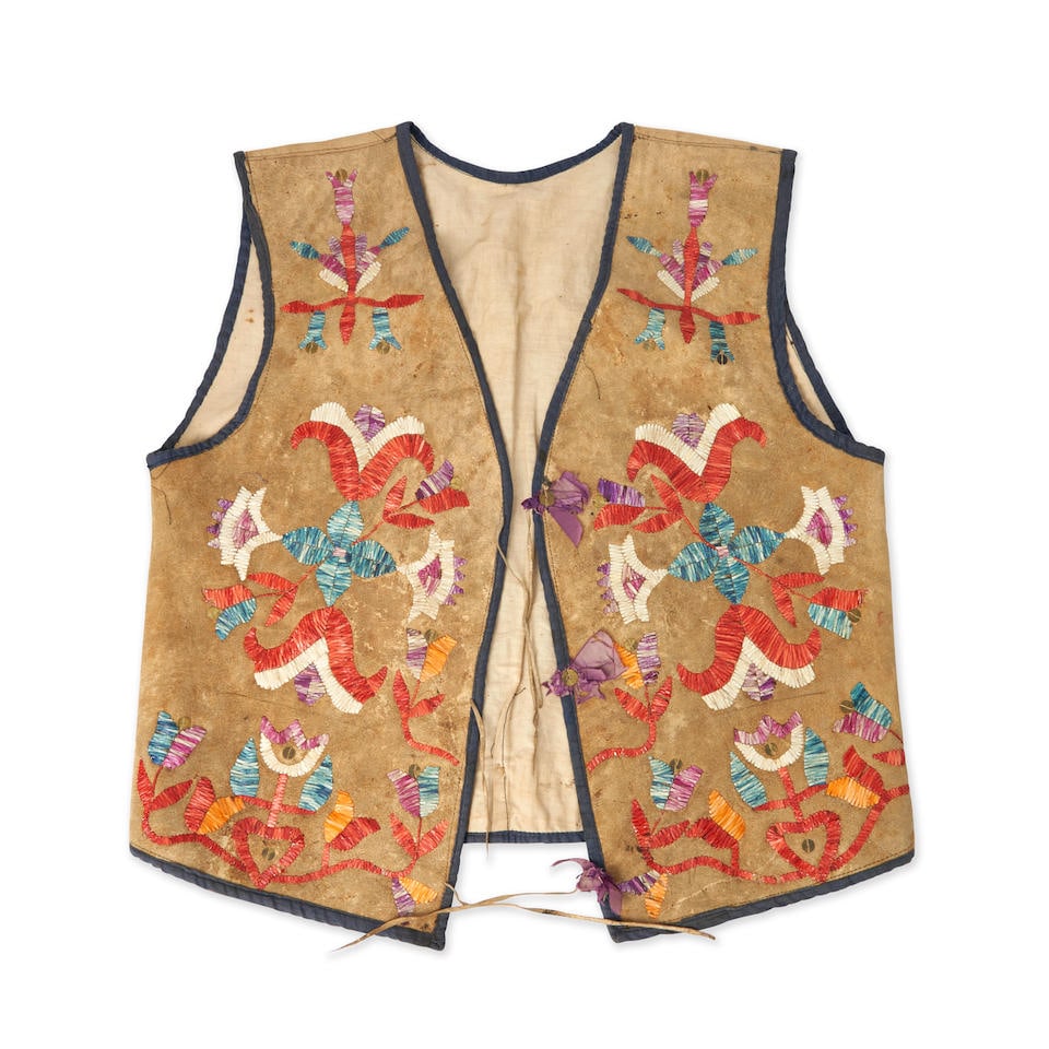 A Plains quilled hide vest ht. 19 1/2, wd. 17 in. (1 of 3)