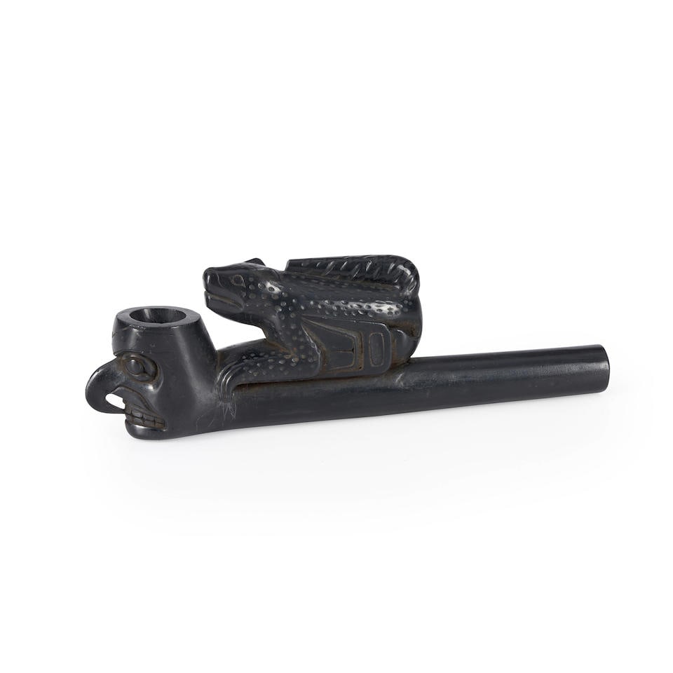 A Northwest Coast argillite pipe lg. 7 1/2, ht. 2 3/8 in. (1 of 2)