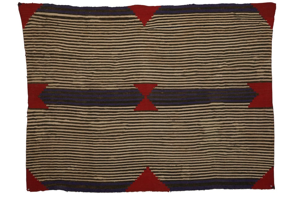 A Diné (Navajo) transitional woman's wearing blanket 32 1/4 x 70 in. (1 of 2)