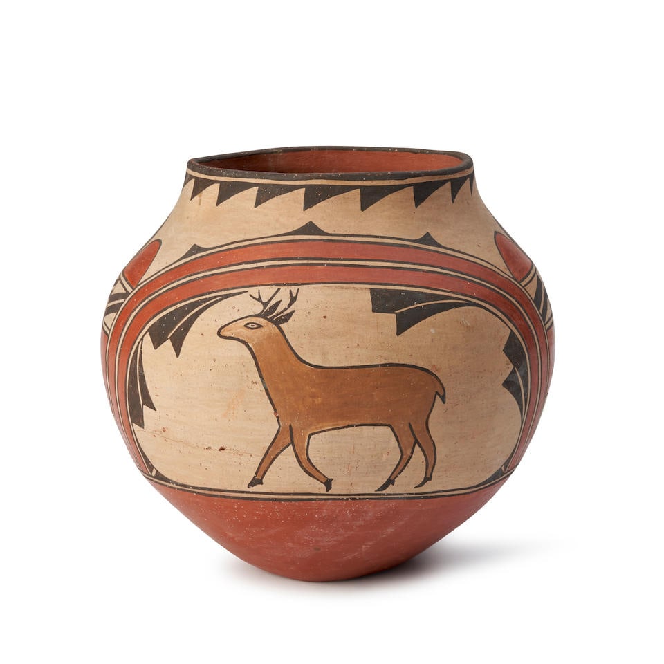 A Zia polychrome pottery jar ht. 9, wd. 8 1/4 in. (1 of 3)