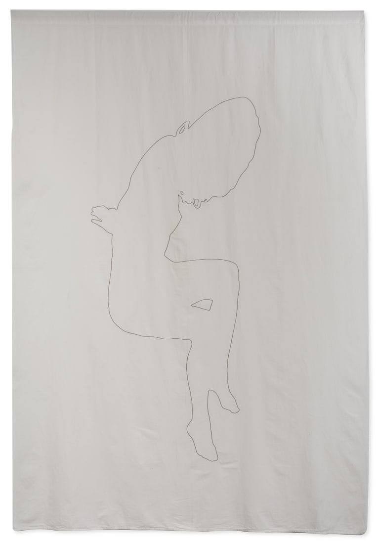 LOURDES CASTRO (1930-2022) Sombra Deitada 1969: LOURDES CASTRO (1930-2022) Sombra Deitada 1969 signé, daté 1969 et porte la mention Bal castro broderie sur toile de coton libre signed, dated 1969 and with the mention Bal