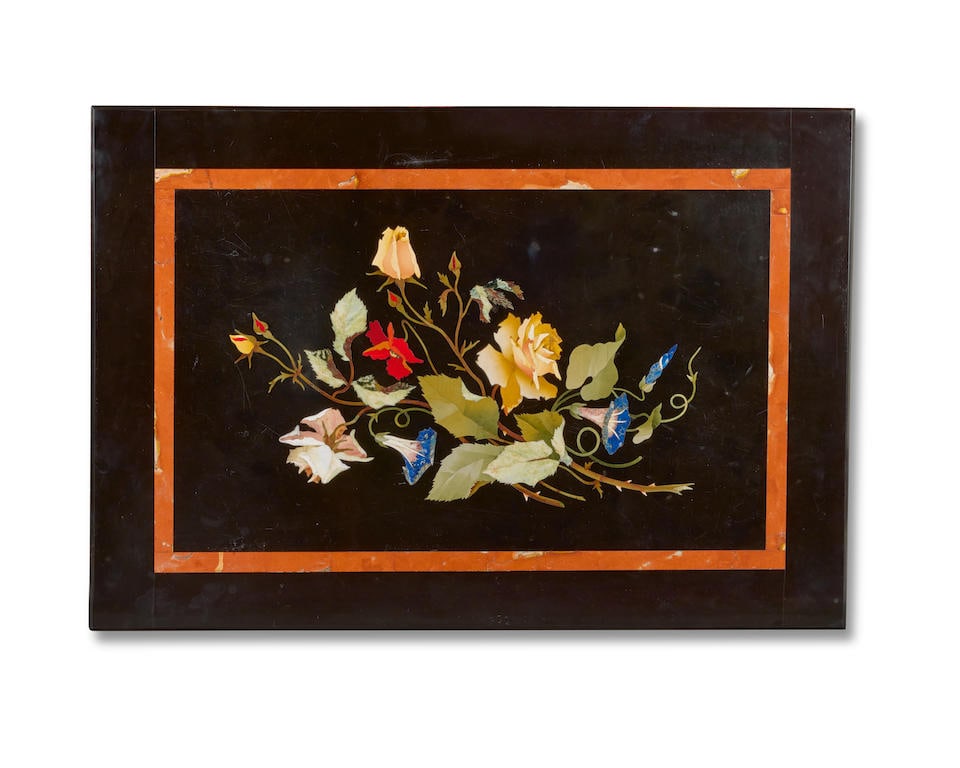 An Italian pietre dure table top  Florentine, late 19th/early 20th century, set within a later m... (1 of 6)