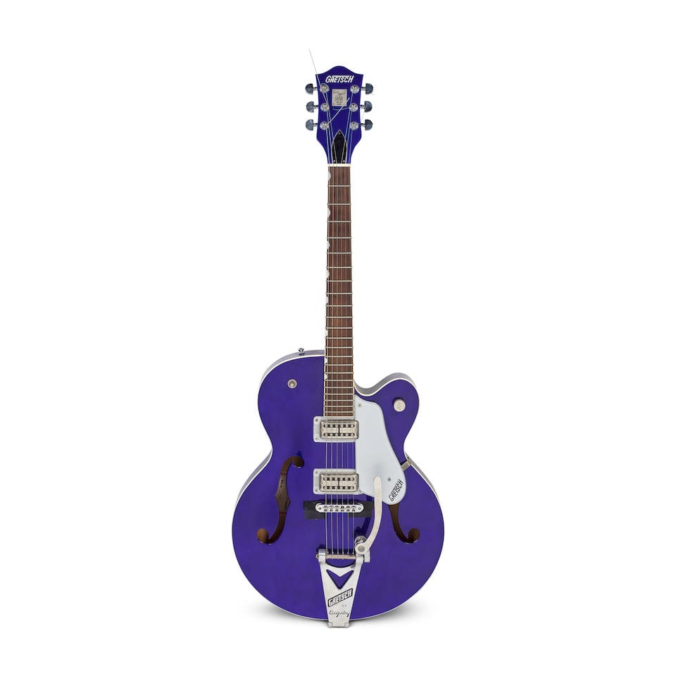 Maxi Jazz: A Gretsch Brian Setzer Hot Rod Semi-Acoustic Guitar, 1999-2004,: Maxi Jazz: A Gretsch Brian Setzer Hot Rod Semi-Acoustic Guitar, 1999-2004, model no. 6120SH, serial no. 027120SH-1289 to label, purple finish, Indian rosewood fingerboard, Gretsch floating roller brid