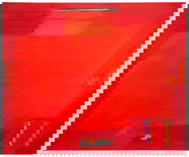 Jamil Molaeb (Lebanon, born 1948) Untitled (Red Abstract): Jamil Molaeb (Lebanon, born 1948) Untitled (Red Abstract) oil on canvas signed J.Molaeb (lower left and on the verso) executed in 1967 100 x 120cm (39 3/8 x 47 1/4in). Footnotes: Proven