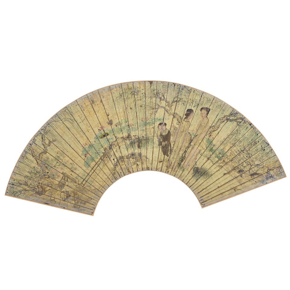 VARIOUS ARTISTS (19TH/20TH CENTURY)  Two Fans on Gold Paper (2) (1 of 2)