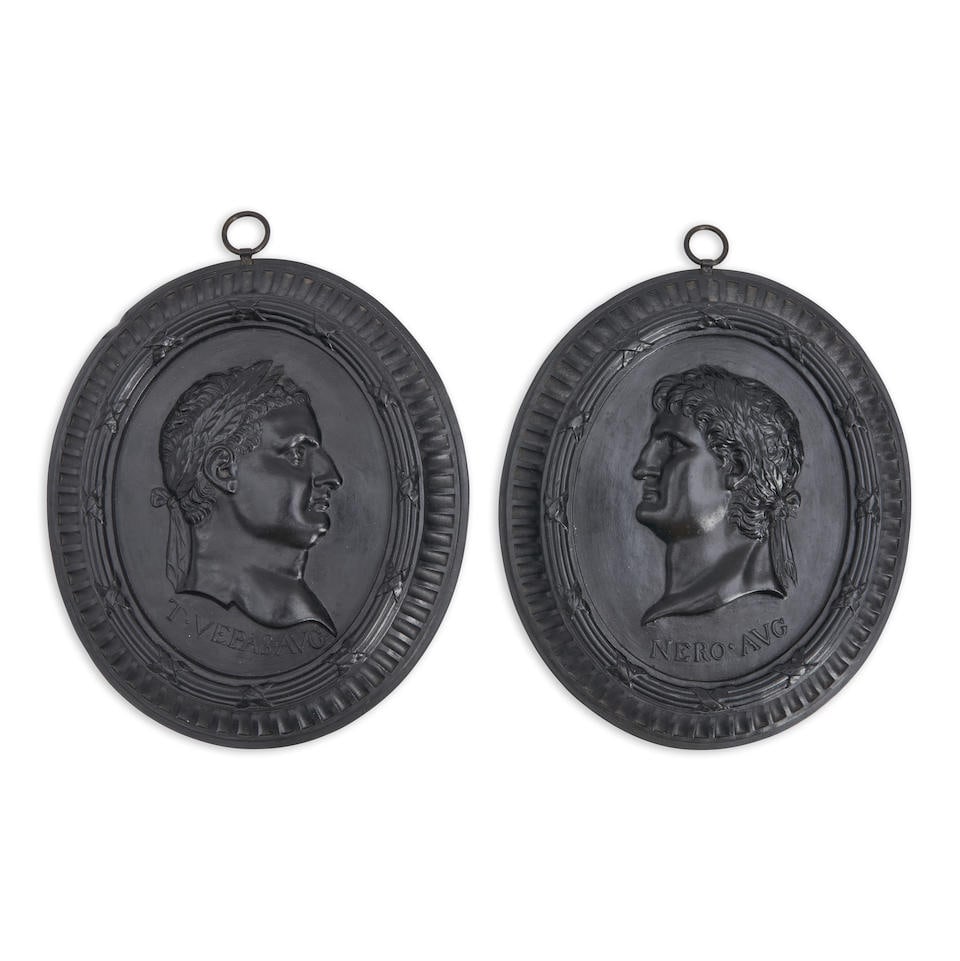 Pair of Wedgwood Black Basalt Self-framed Portrait Plaques, England, 18th century, (1 of 1)