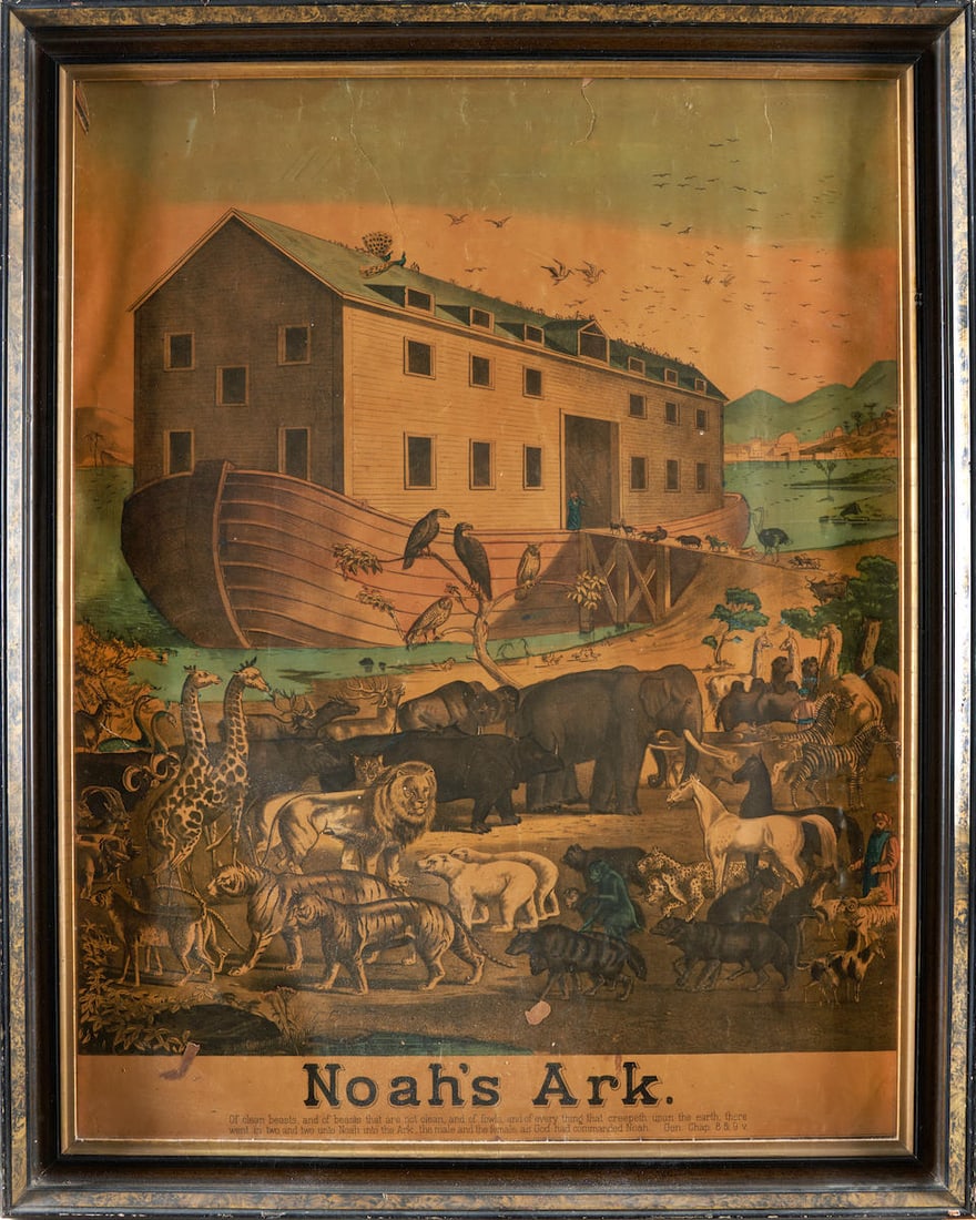 Haasis & Lubrecht (publisher), New York, New York, 1879. Noah's Ark. Sheet, 25 x 32 in. Framed, ... (1 of 3)