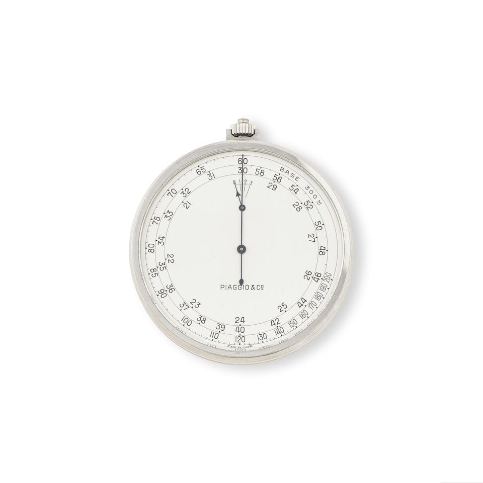 Eberhard for Piaggio & Co. A rare stainless steel open face keyless wind chronograph pocket watc... (1 of 1)