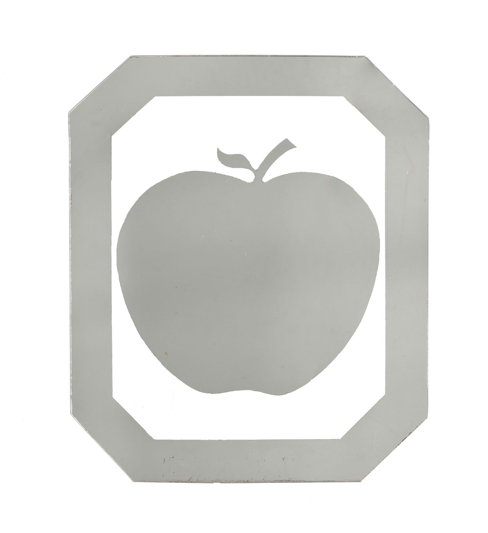 The Beatles: An Apple Records Mirror, early 1970s,: The Beatles: An Apple Records Mirror, early 1970s, by Ringo Or Robin Ltd. (Ringo Starr and Robin Cruickshank), octagonal with silvered border and apple motif to centre, 11 1/2in x 14in (29cm x 35.5cm)