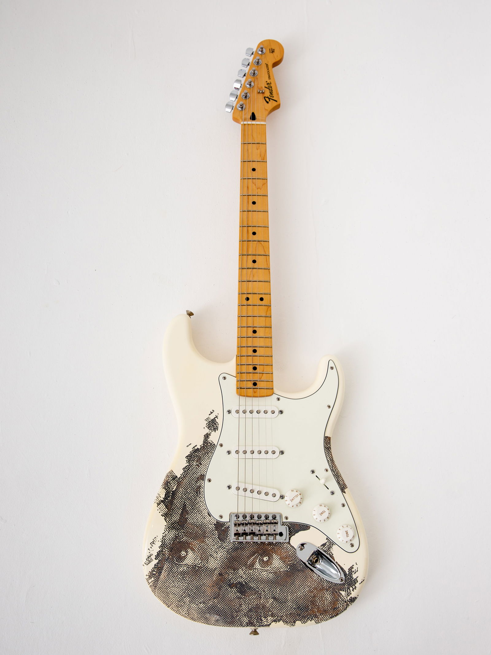 Vhils (born 1987): 'Small Scratch' Fender Stratocaster Electric Guitar, 2019, (1 of 1)