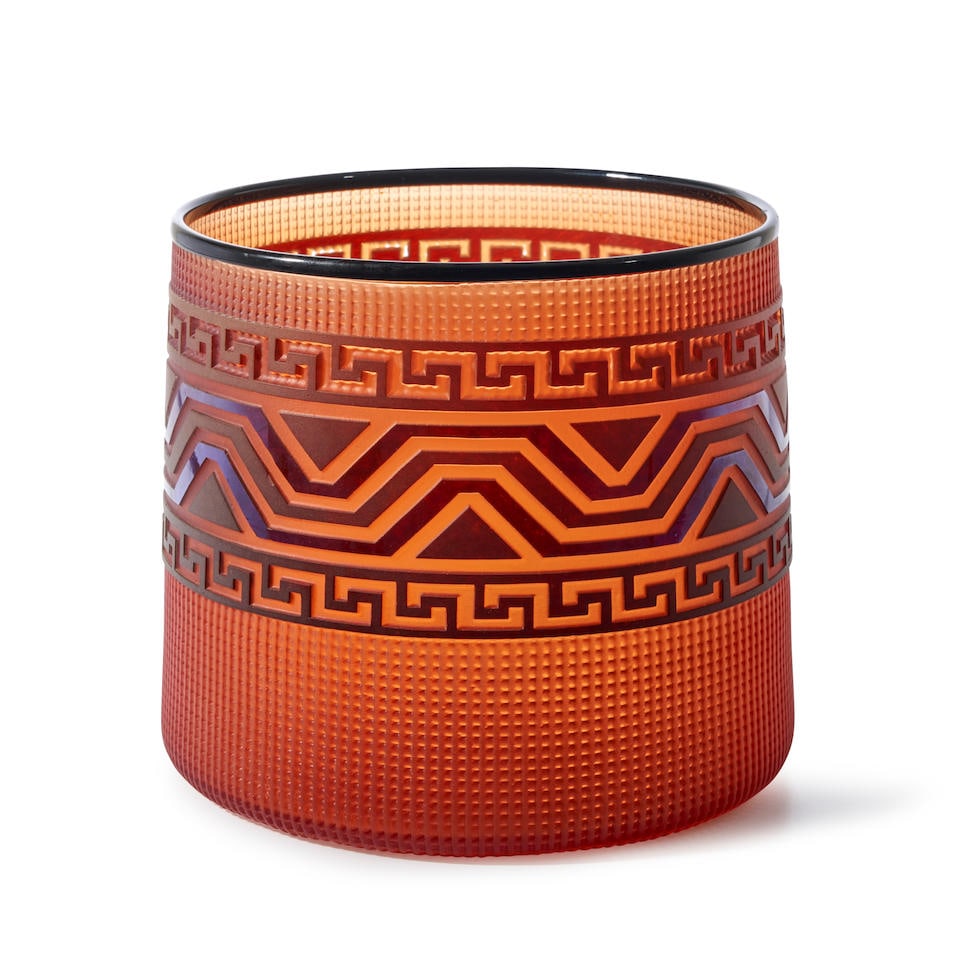 PRESTON SINGLETARY (B. 1963) BASKET, Washington, blown and sand-carved glass, from the Tlingit B... (1 of 4)