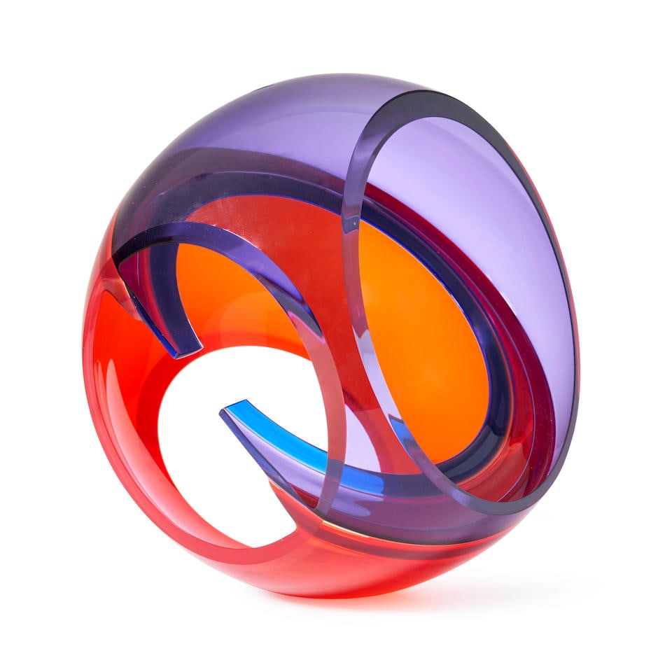 JOHN KILEY (B. 1973) GLASS SCULPTURE, Seattle, Washington, blown, cut and polished glass, signed...: JOHN KILEY (B. 1973) GLASS SCULPTURE, Seattle, Washington, blown, cut and polished glass, signed and dated 'John Kiley 2016,' ht. 9 in. For further information on this lot please visit Bonhams.com For