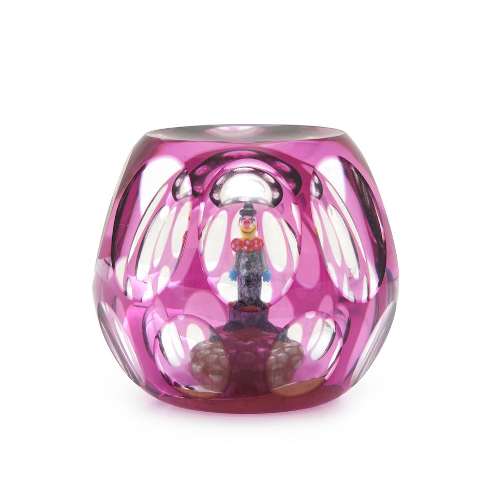 PERTHSHIRE FACETED 'JOJO THE CLOWN' PAPERWEIGHT, Crieff, Scotland, initialed and dated 'P 1998' ... (1 of 2)