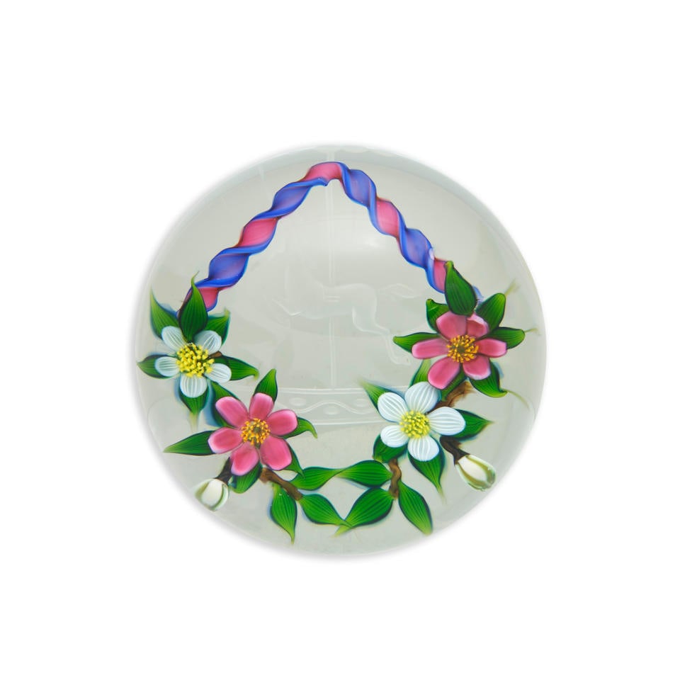 DEBBIE TARSITANO (B. 1955) AND MAX ERLACHER PAPERWEIGHT ENGRAVED WITH A CAROUSEL HORSE AND LAMPW... (1 of 3)