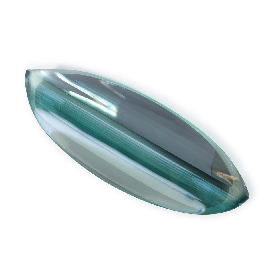 TOSHIO IEZUMI (B. 1954) BOAT-FORM SCULPTURE, Japan, c. 2000, laminated plate glass, signed in ch... (1 of 3)