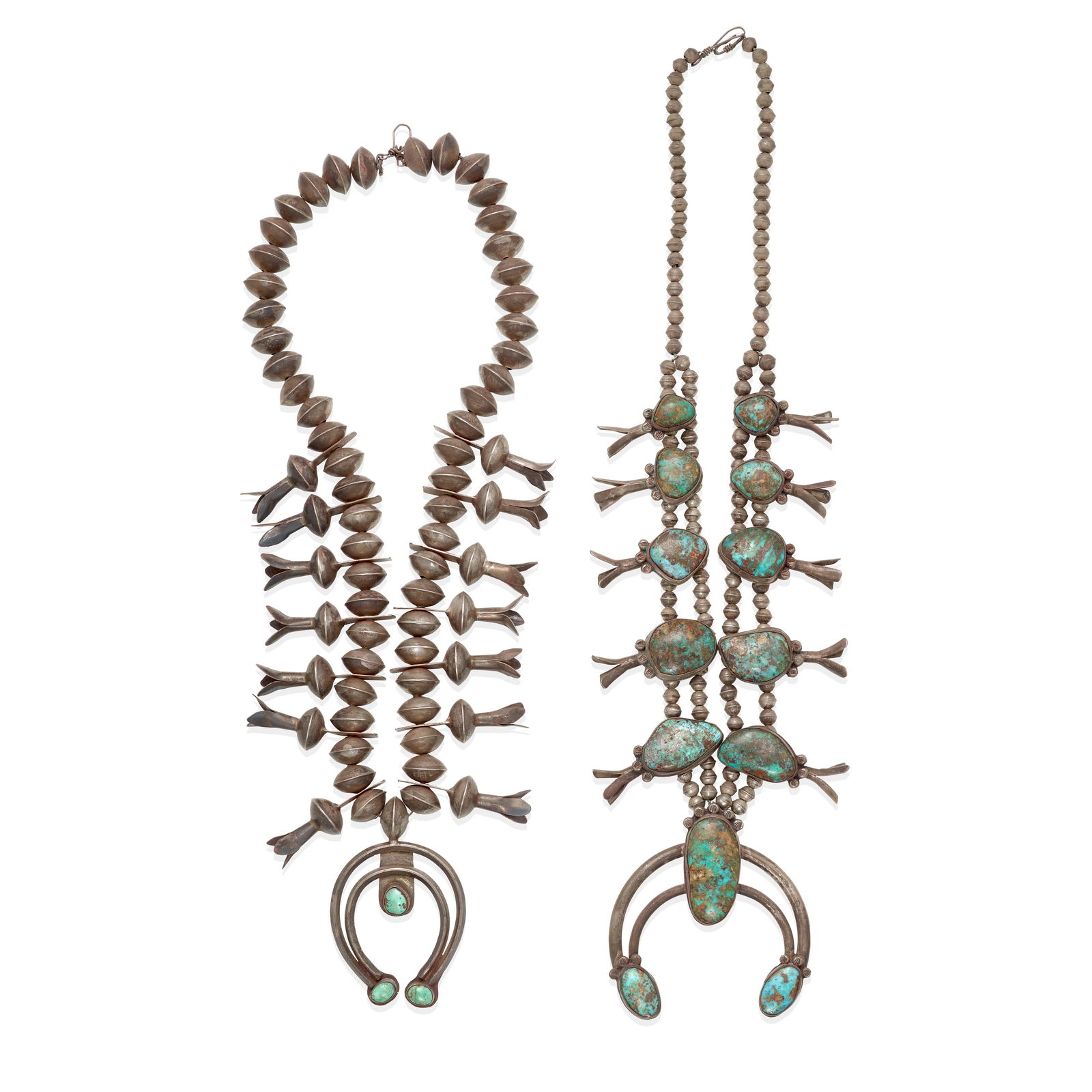 Two Diné (Navajo) squash blossom necklaces (1 of 1)