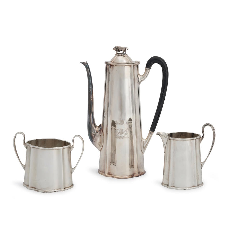 Assembled Three-piece Silver Coffee Set, (1 of 1)