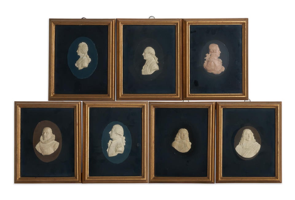 Seven Framed Wax Portraits, England, 18th century, (1 of 1)
