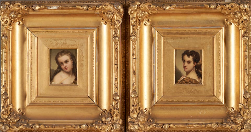Continental School (19th Century) A Pair of Miniature Portraits, The Brunette and the Blonde fra... (1 of 4)