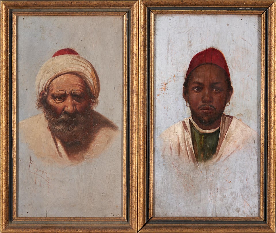 Attributed to Alfredo Florez Gonzalez (Spanish, 19th century) A Pair of Bust Portraits framed 31... (1 of 4)