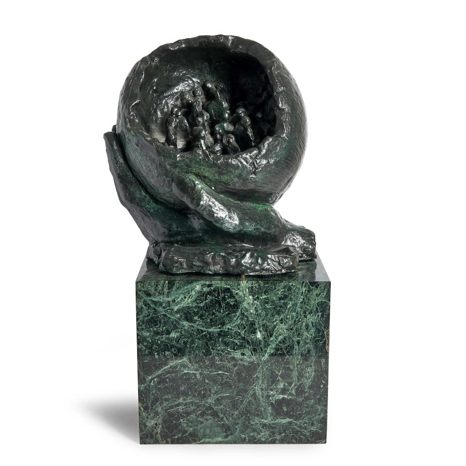 Bronze Hand Statue on Marble Base, 20th century, (1 of 1)