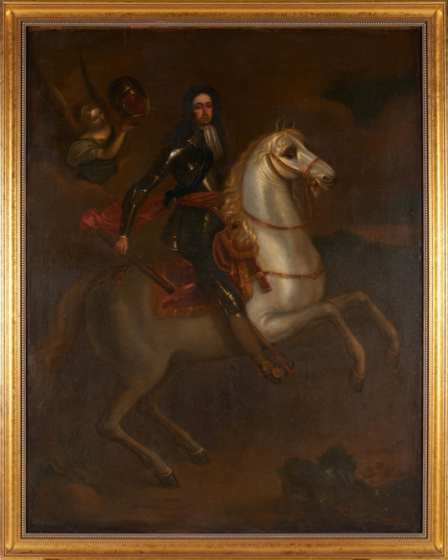 British School (17th-century style) Equestrian Portrait of King William III, Prince of Orange fr...: British School (17th-century style) Equestrian Portrait of King William III, Prince of Orange indistinctly signed 'J. Harris (?) pinxit [...]' (lower left); inscribed 'William Rex. / 1690' (lower righ