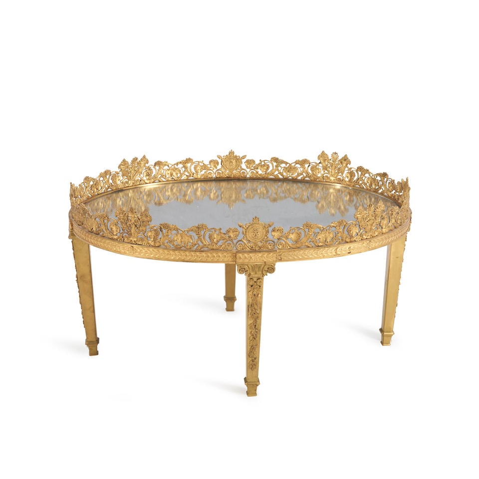 Empire Gilt Bronze Surtout de Table Mounted Coffee Table, France, 19th century, (1 of 1)