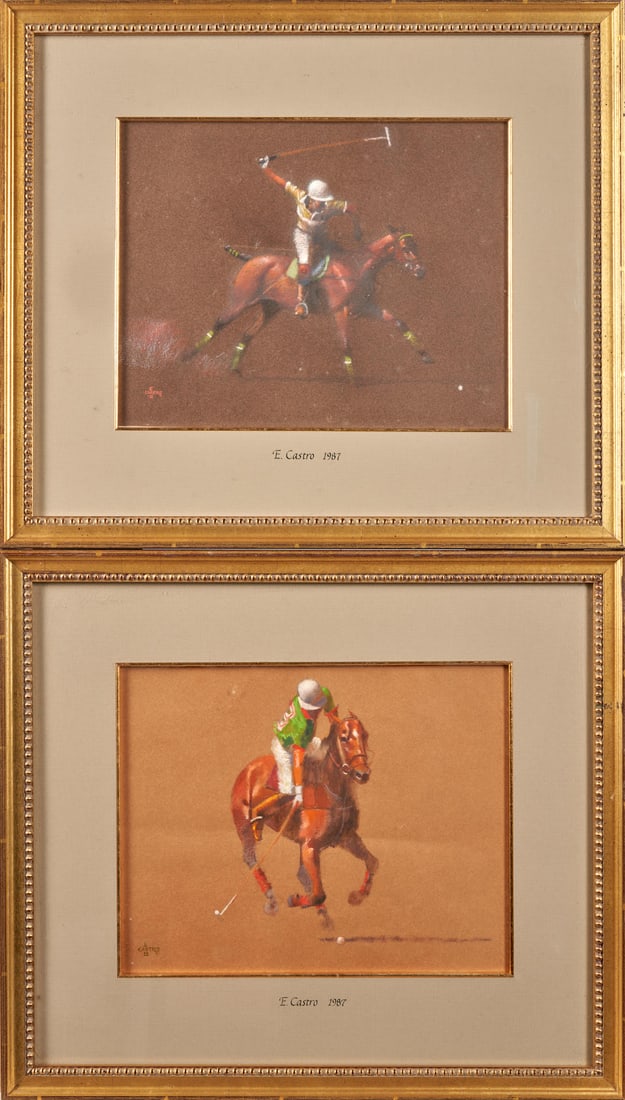 ENRIQUE CASTRO (Argentinian, born 1938) A Pair of Pastels Studies of South American Polo Players... (1 of 6)