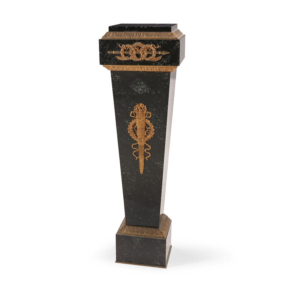 Empire-style Ormolu Mounted Marble Pedestal, (1 of 2)