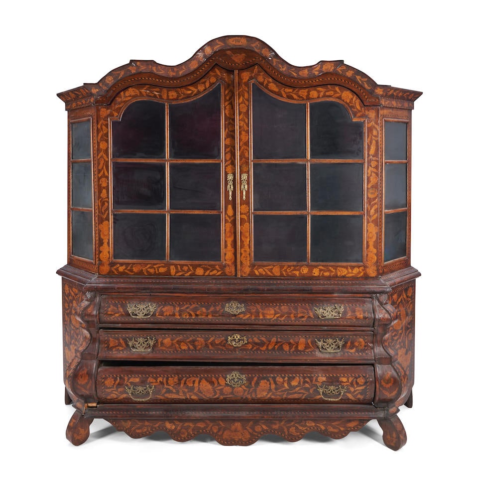 Dutch Marquetry Inlaid Walnut Breakfront, 18th century, (1 of 1)