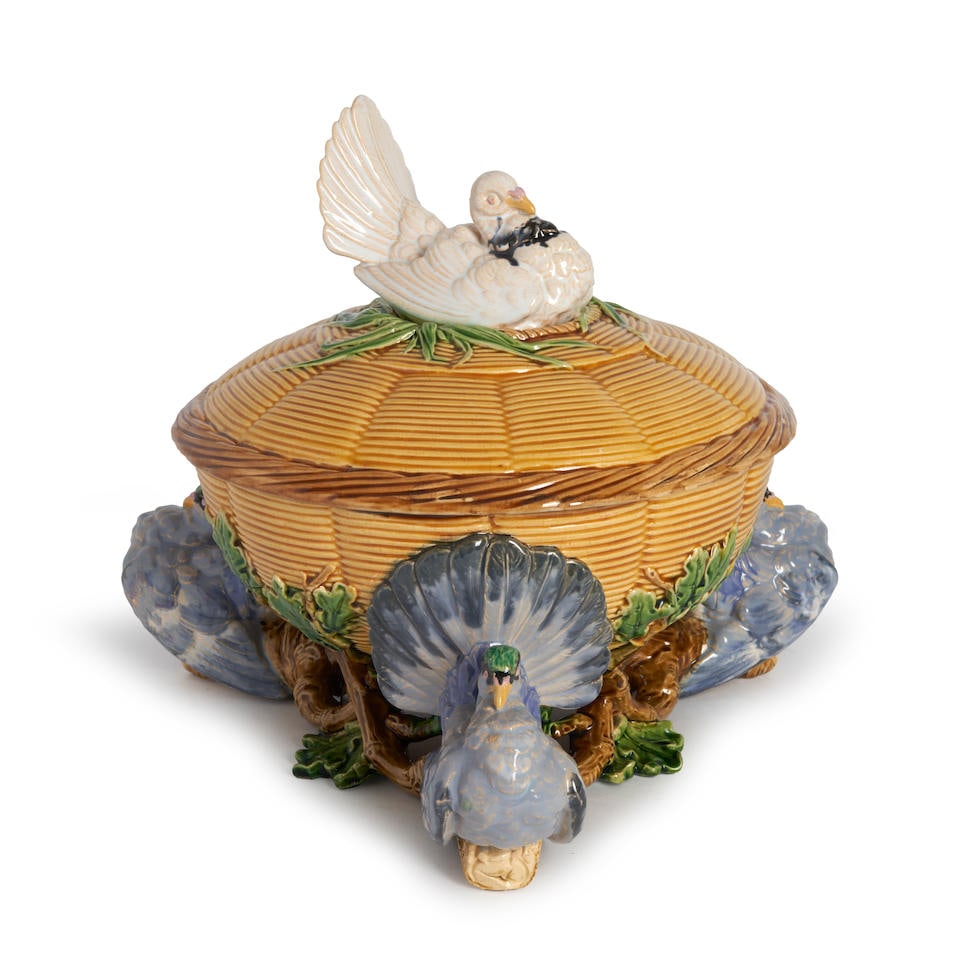Minton Majolica Pigeon-pie Tureen and Cover, England, c. 1865, (1 of 1)