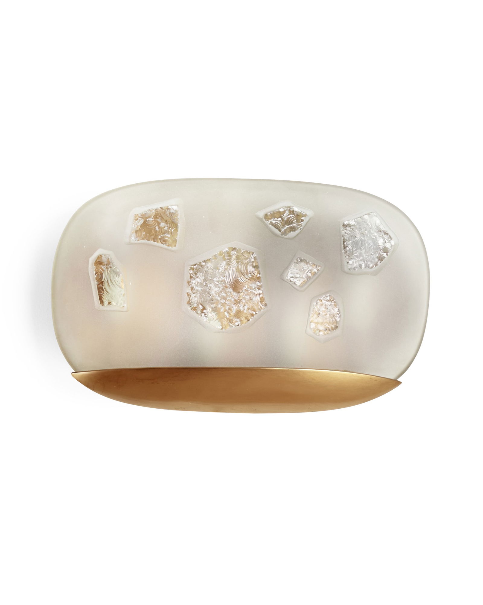 MAX INGRAND (1908-1969) Rare Special-Order Wall Lightcirca 1956 model no. 2301, for Fontana Arte...: MAX INGRAND (1908-1969) Rare Special-Order Wall Light circa 1956 model no. 2301, for Fontana Arte, frosted and partially chiseled glass by Duilio Barnabe (Dube), copper height of each wall light 9 1/2