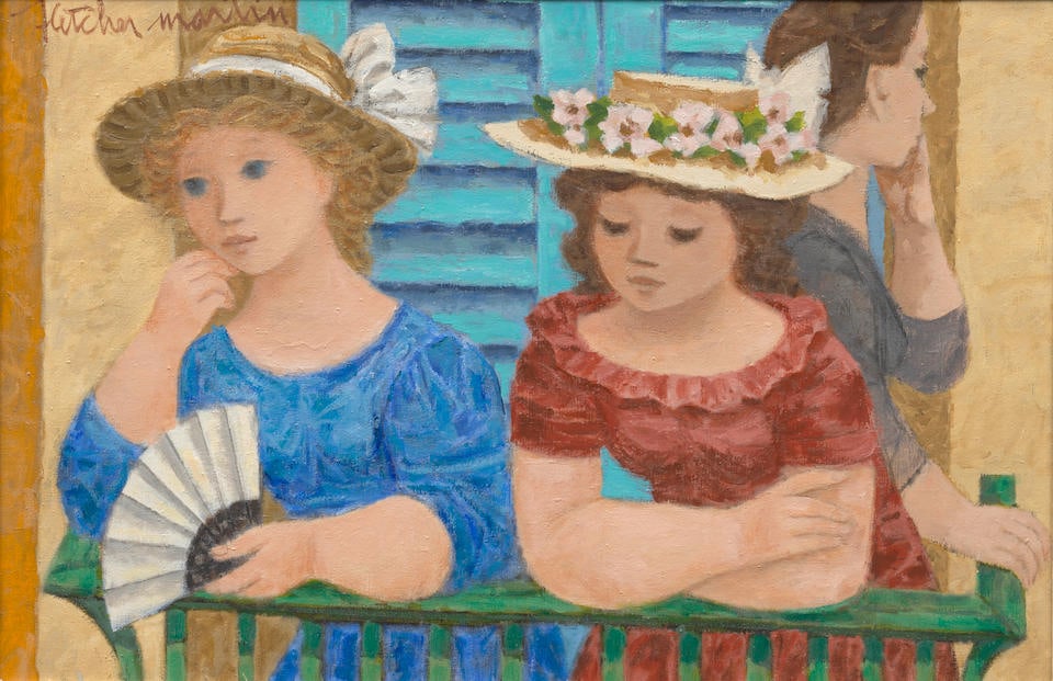 Fletcher Martin (1904-1979) Three on a Balcony 21 1/8 x 31 7/8 in. (53.7 x 81 cm.) (Painted in 1...: Fletcher Martin (1904-1979) Three on a Balcony signed 'Fletcher Martin' (upper left) acrylic on canvas 21 1/8 x 31 7/8 in. (53.7 x 81 cm.) Painted in 1967. Footnotes: Provenance Loring Gallery, Cedarh