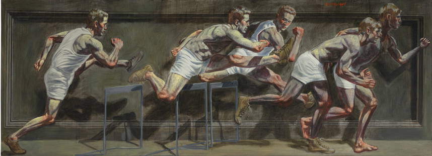Mark Beard (born 1956) The Runners: Mark Beard (born 1956) The Runners 2010 Signé avec le pseudonyme 'B SARGEANT' en haut à droite Huile sur toile posée sur Masonite Getekend met het pseudoniem 'B SARGEANT' rechtsboven