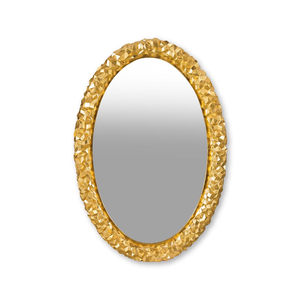 STUDIO JOB (1998) Miroir Rock Mirror: STUDIO JOB (1998) Miroir Rock Mirror 2008 Signé, daté et numéroté '1/6' Bronze doré 24 carats et miroir H: 135cm. (53.1/8in.); L: 95cm. (37.3/8in.); P: 10cm. (3.15/16in.) A nu