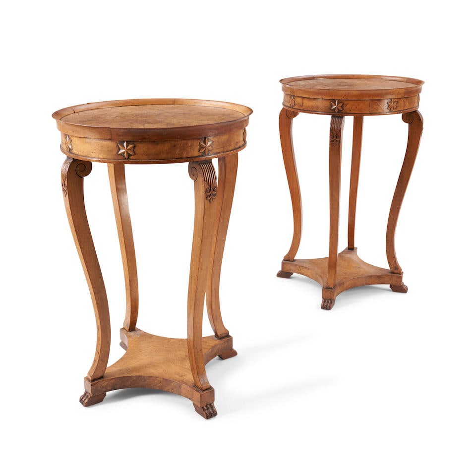 PAIR OF DIRECTORIRE FRUITWOOD OCCASSIONAL TABLES (1 of 1)