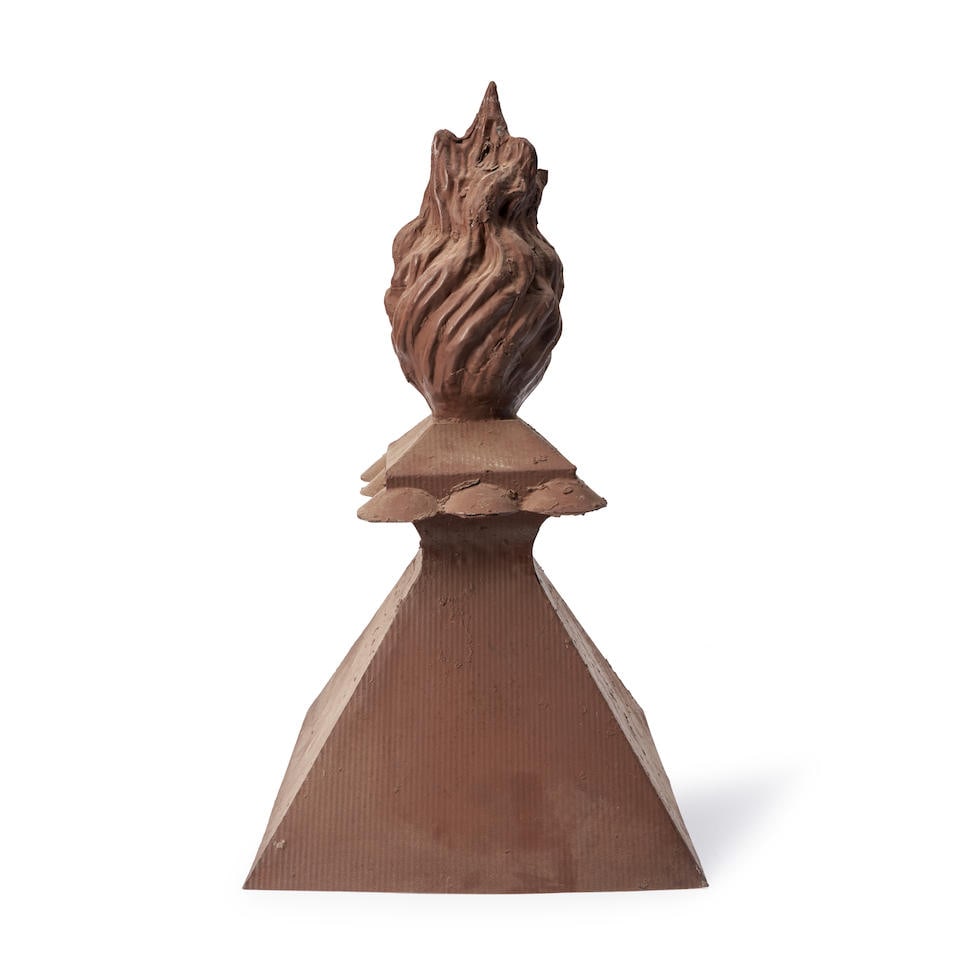 PAINTED TIN ARCHITECTURAL FLAME FINIAL (1 of 1)