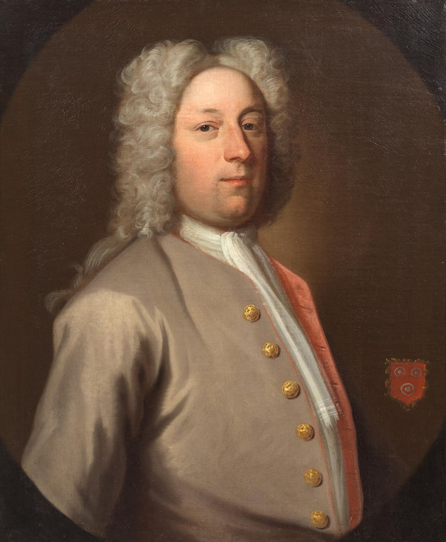 English School, 18th Century Portrait of Philip Musard, bust-length, in a grey coat, within a pa... (1 of 6)